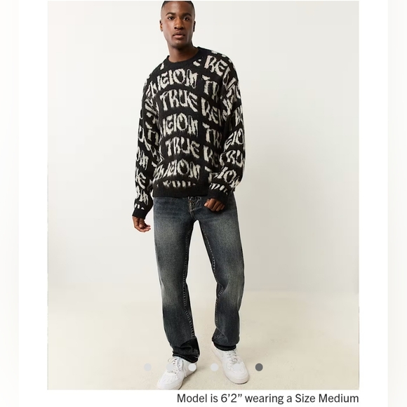 True Religion Monogram Fuzzy Sweater Size Large